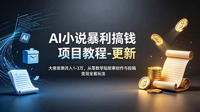 (19030期)AI小说暴利搞钱项目教程-更新,大佬亲测月入1-3万,从零教学短故事创作与投稿变现全套玩法-泰戈创艺资源库