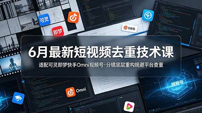 (19031期)6月最新短视频去重技术课,适配可灵即梦快手Omni视频号,分镜底层重构规避平台查重-泰戈创艺资源库