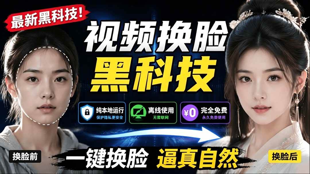 (19025期)AI 人工智能如此夸张?一键视频换脸黑科技,纯本地离线运行,本地视频换脸娱乐工具, AI FaceSwap-泰戈创艺资源库