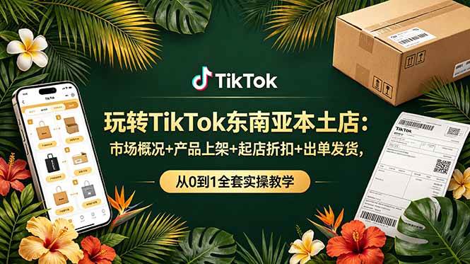 (19045期)玩转TikTok东南亚本土店:市场概况+产品上架+起店折扣+出单发货,从0到1全套实操教学-泰戈创艺资源库