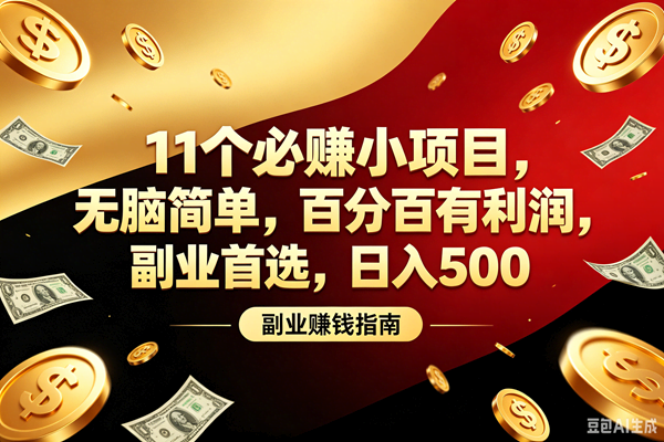 (19067期)11个必赚的小项目,百分百赚元子,无脑简单,副业首选,日入400+-泰戈创艺资源库