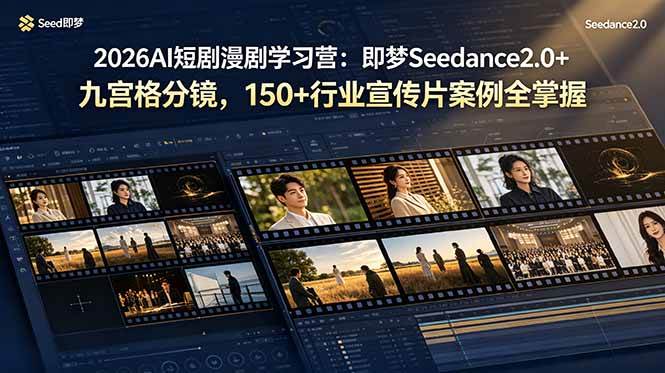 （19055期）2026AI短剧漫剧学习营：即梦Seedance2.0+九宫格分镜，150+行业宣传片案例全掌握-泰戈创艺资源库