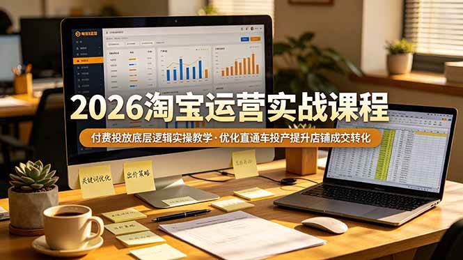 （19075期）2026 淘宝运营实战课程，付费投放底层逻辑实操教学，优化直通车投产提升店铺成交转化-泰戈创艺资源库