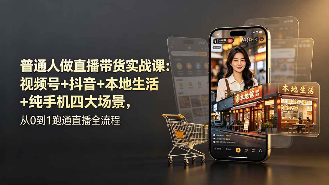 (19111期)普通人做直播带货实战课:视频号+抖音+本地生活+纯手机四大场景,从0到1跑通直播全流程-泰戈创艺资源库