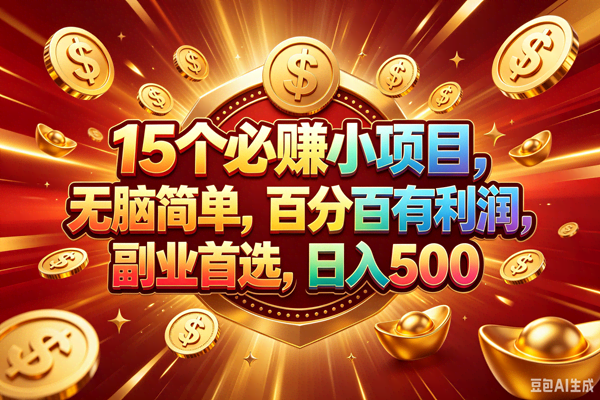 (19143期)15个必赚的小项目,百分百赚元子,无脑简单,副业首选,日入500+-泰戈创艺资源库