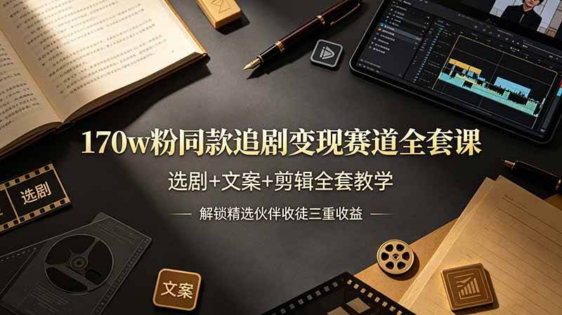 (19168期)170w粉博主同款追剧变现赛道全套课-更新,选剧+文案+剪辑全套教学,解锁精选伙伴收徒三重收益-泰戈创艺资源库