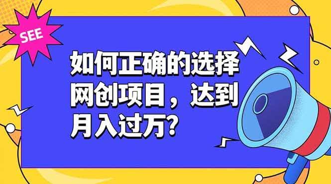 (19176期)如何正确的选择网创项目,达到月入过万?,本课程教你正确选择项目。-泰戈创艺资源库