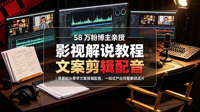 (19160期)58 万粉博主荧幕春秋亲授影视解说教程|零基础从零学文案剪辑配音,一站式产出完整解说成片-泰戈创艺资源库