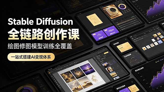 (19154期)Stable Diffusion全链路创作课,绘图修图模型训练全覆盖,一站式搭建AI变现体系-泰戈创艺资源库