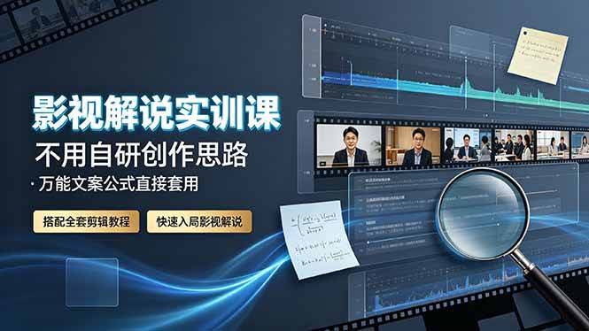(19183期)影视解说实训课:不用自研创作思路,万能文案公式直接套用,搭配全套剪辑教程,快速入局影视解说-泰戈创艺资源库