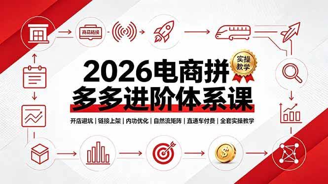 (19206期)2026电商拼多多进阶体系课,开店避坑,链接上架,内功优化,自然流矩阵|直通车付费|全套实操教学-泰戈创艺资源库