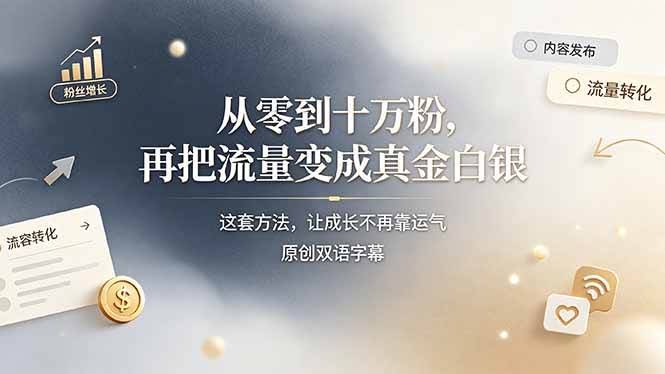 (19198期)从零到十万粉,再把流量变成真金白银——这套方法,让成长不再靠运气【原创双语字幕】-泰戈创艺资源库