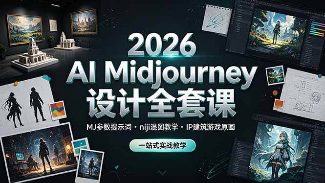(19209期)2026 AI Midjourney设计全套课,MJ参数提示词niji混图教学,IP建筑游戏原画一站式实战教学-泰戈创艺资源库