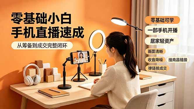 (19231期)零基础小白手机直播速成,从筹备到成交完整闭环,适配苹果安卓系统,解决杂音卡顿留人难问题-泰戈创艺资源库