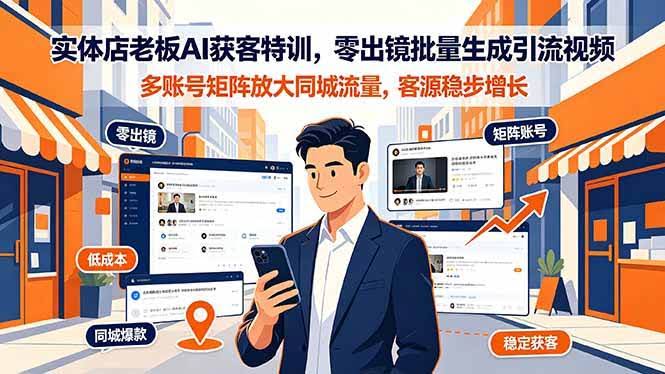 (19234期)实体店老板AI获客特训,零出镜批量生成引流视频,多账号矩阵放大同城流量,客源稳步增长-泰戈创艺资源库