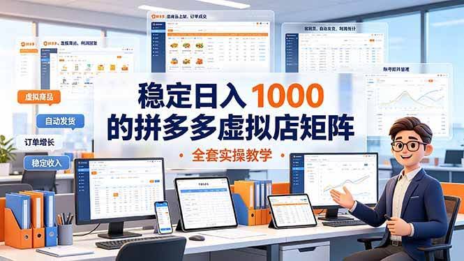 （19253期）稳定日入 1000 的拼多多虚拟店矩阵，全套实操教学-泰戈创艺资源库