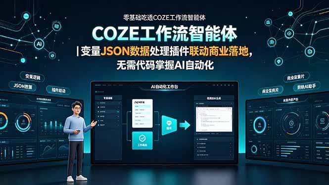 (19243期)零基础吃透COZE工作流智能体|变量JSON数据处理插件联动商业落地,无需代码掌握AI自动化-泰戈创艺资源库
