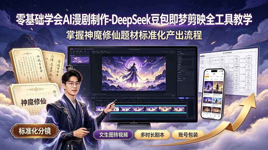 （19263期）零基础学会AI漫剧制作-DeepSeek豆包即梦剪映全工具教学，掌握神魔修仙题材标准化产出流程-泰戈创艺资源库