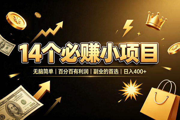 (19267期)14 个必赚小项目,无脑简单,百分百有利润,副业的首选,日入 400+-泰戈创艺资源库
