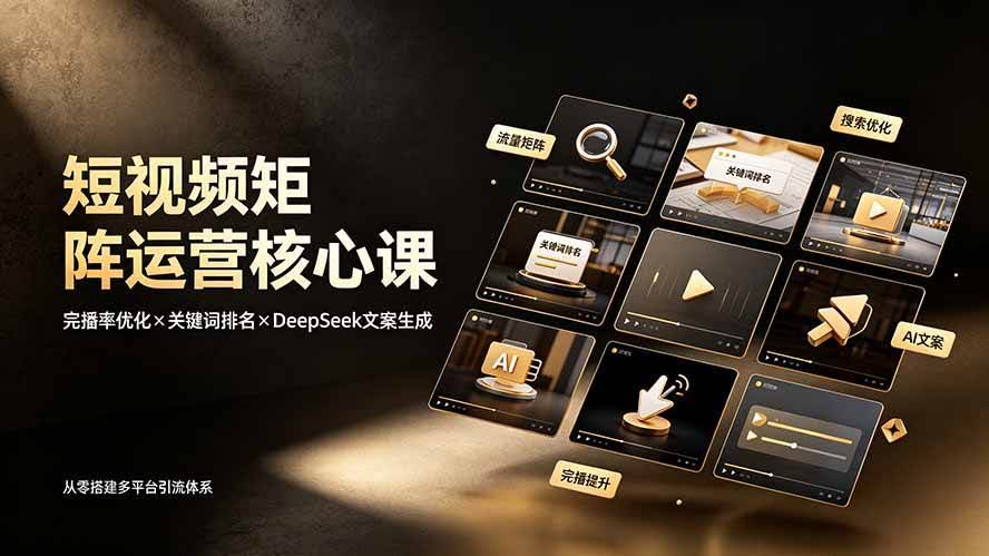 （19259期）短视频矩阵运营核心课：完播率优化×关键词排名×DeepSeek文案生成，从零搭建多平台引流体系-泰戈创艺资源库