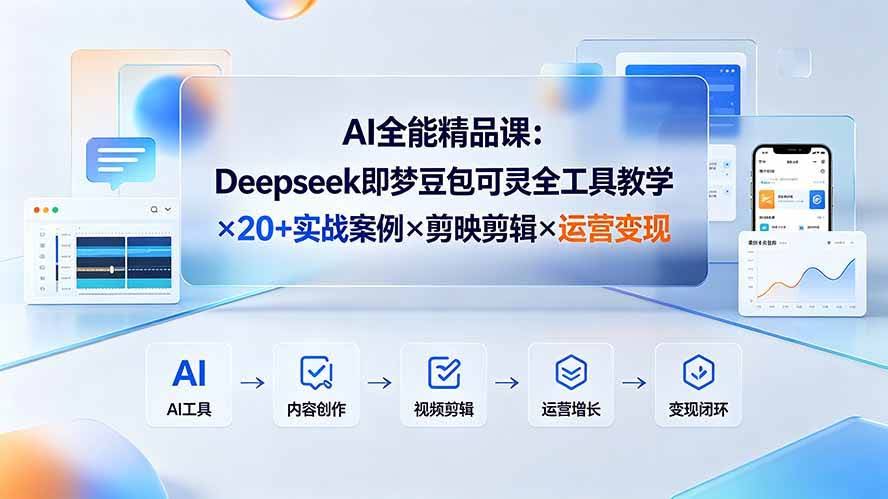 (19278期)AI全能精品课:Deepseek即梦豆包可灵全工具教学×20+实战案例×剪映剪辑×运营变现-泰戈创艺资源库