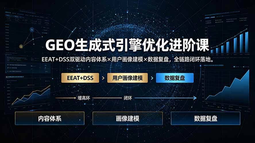 (19269期)GEO生成式引擎优化进阶课:EEAT+DSS双驱动内容体系×用户画像建模×数据复盘,全链路闭环落地-泰戈创艺资源库