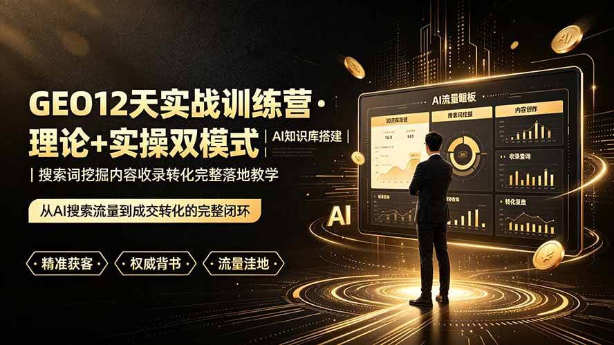 (19277期)GEO12天实战训练营·理论+实操双模式|AI知识库搭建|搜索词挖掘内容收录转化完整落地教学-泰戈创艺资源库