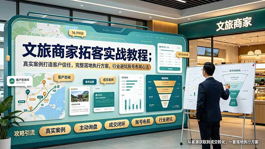 (19273期)文旅商家拓客实战教程;真实案例打造客户信任,完整落地执行方案,行业避坑账号布局心法-泰戈创艺资源库