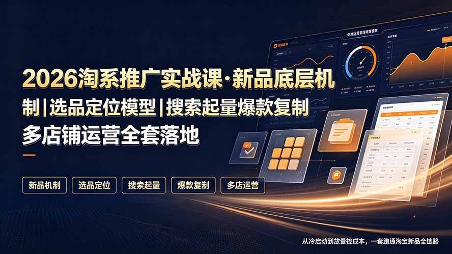 (19272期)2026淘系推广实战课·新品底层机制|选品定位模型|搜索起量爆款复制多店铺运营全套落地教程-泰戈创艺资源库