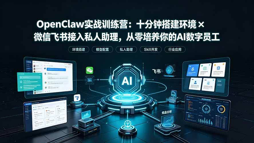 （19287期）OpenClaw实战特训营：十分钟搭建环境×微信飞书接入私人助理，从零培养你的AI数字员工-泰戈创艺资源库