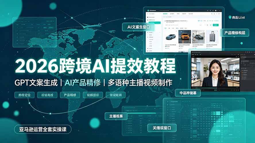 （19286期）2026跨境AI提效教程·GPT文案生成｜AI产品精修｜多语种主播视频制作，亚马逊运营全套实操课-泰戈创艺资源库