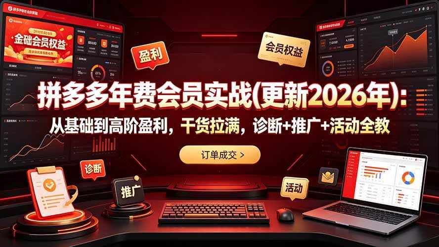 （19290期）拼多多年费会员实战(更新2026年)：从基础到高阶盈利，干货拉满，诊断+推广+活动全教-泰戈创艺资源库