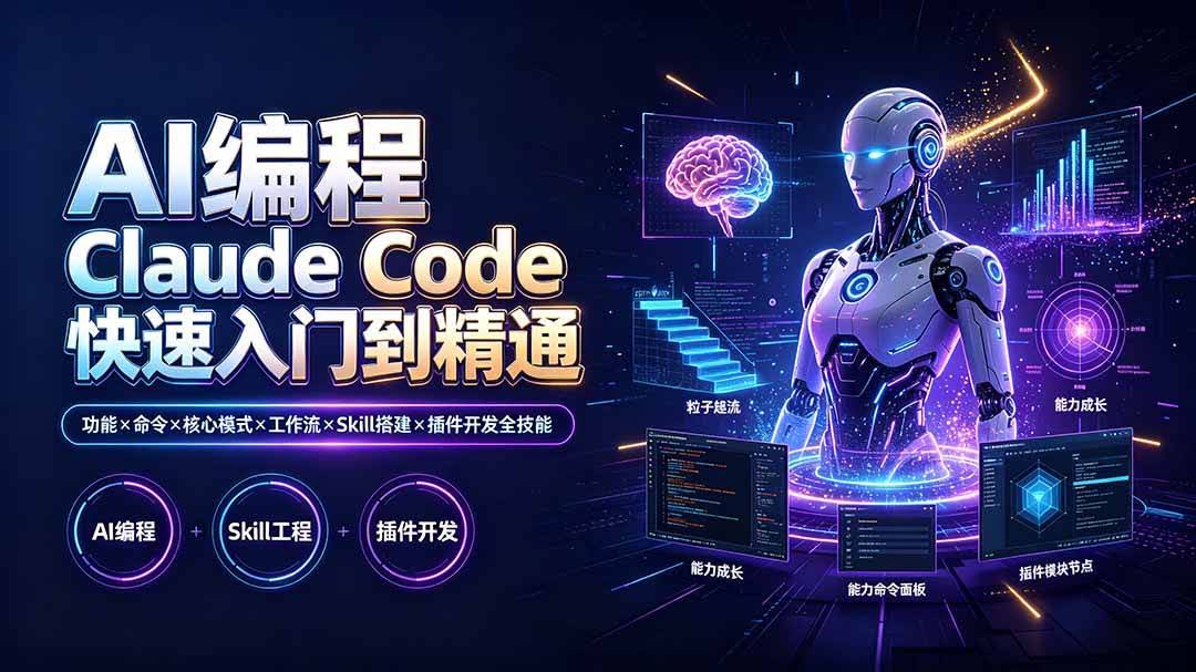 (19306期)AI编程 Claude Code快速入门到精通:功能×命令×核心模式×工作流×Skill搭建×插件开发全技能-泰戈创艺资源库