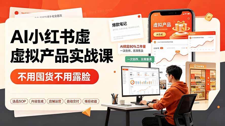 （19314期）AI小红书虚拟产品实战课-更新：不用囤货不用露脸，AI搞定80%工作量，一次创作无限售卖睡后收益-泰戈创艺资源库