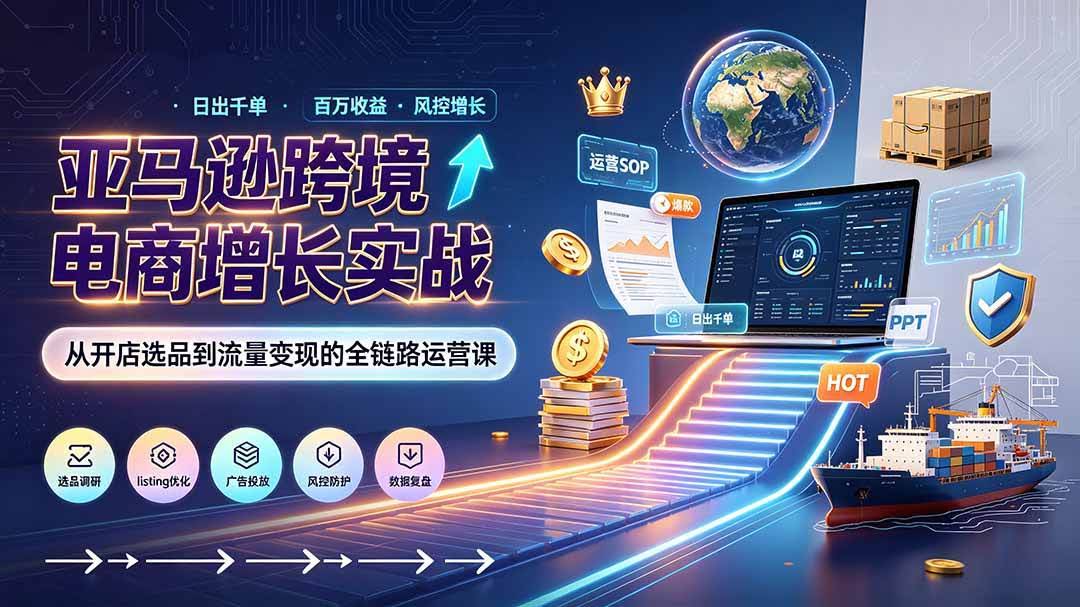 (19308期)亚马逊0-1孵化特训营8期:从注册风控到稳定日出千单实战,规避审核封店风险,标准化执行流程落地-泰戈创艺资源库