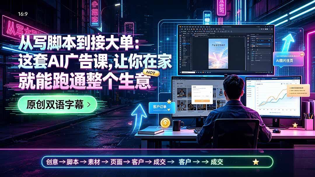 （19318期）从写脚本到接大单：这套AI广告课，让你在家就能跑通整个生意【原创双语字幕】-泰戈创艺资源库