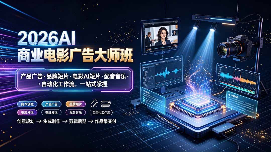 (19303期)2026AI商业电影广告大师班:产品广告·品牌短片·电影AI短片·配音音乐·自动化工作流,一站式掌握-泰戈创艺资源库