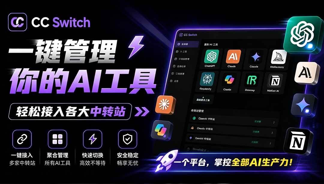 （19335期）一键给Chatgpt、Codex、Claude接入地第三方中转站，CC Switch统一管理你的 AI 编程工具工作流-泰戈创艺资源库