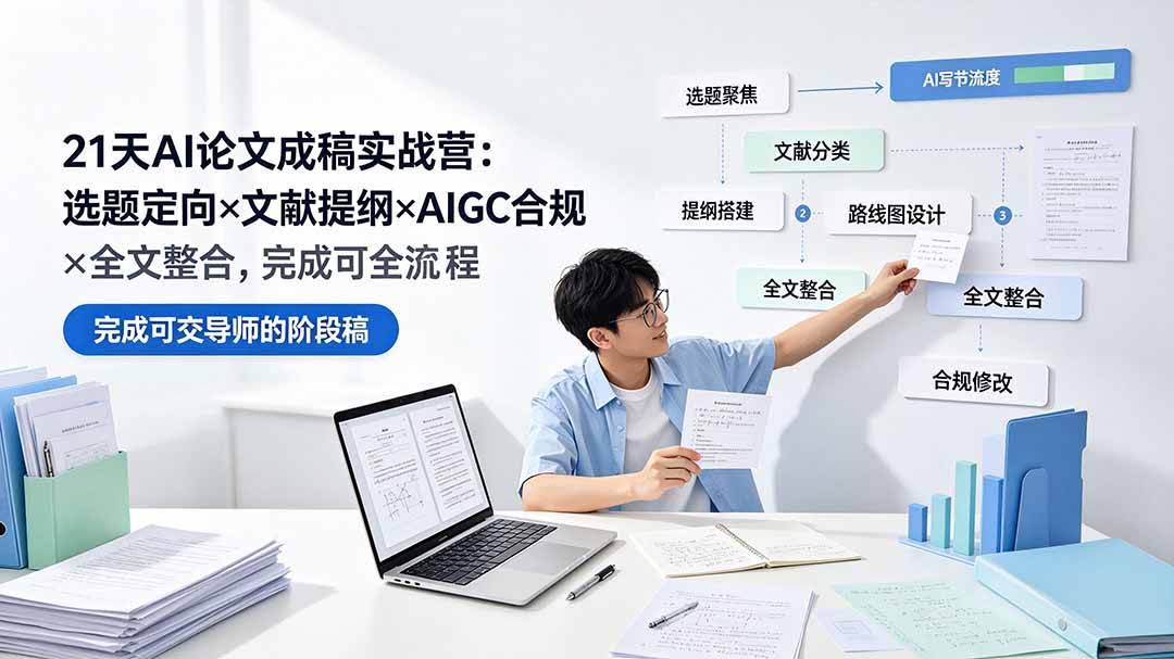 （19334期）21天AI论文成稿实战营：选题定向×文献提纲×AIGC合规×全文整合，完成可交导师的阶段稿-泰戈创艺资源库