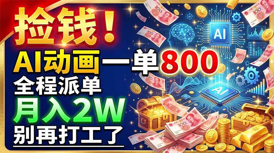 （19330期）捡钱！AI动画一单800，全程派单，月入2W，别再打工了-泰戈创艺资源库