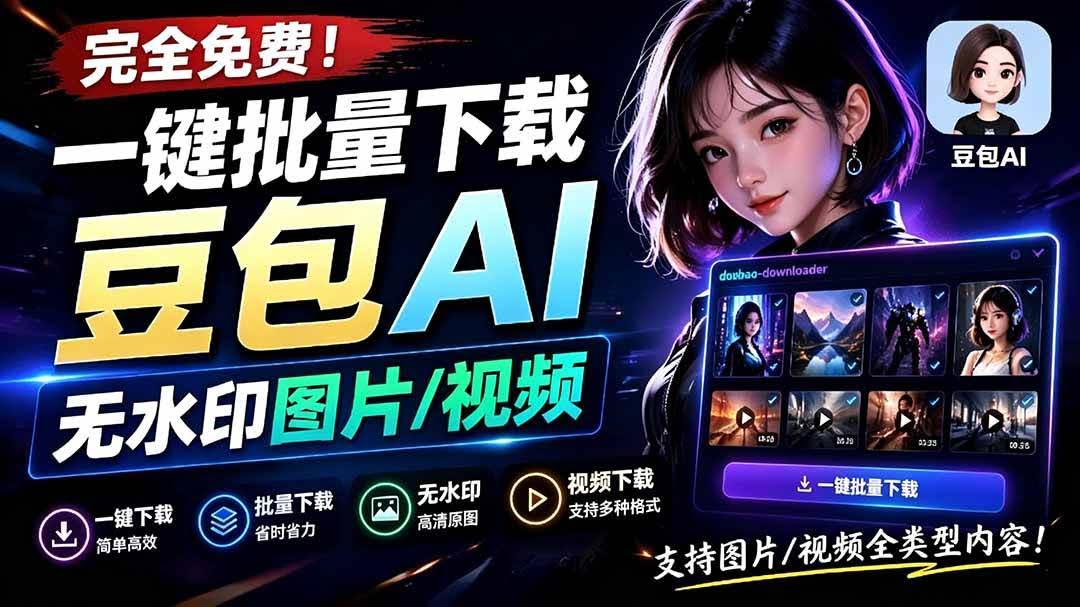 (19355期)Github最新发布!一键批量下载豆包AI无水印图片/视频,简单易用,自动解析提示词,doubao-downloader-泰戈创艺资源库