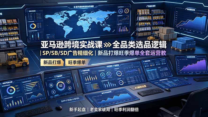 （19352期）亚马逊跨境实战课：全品类选品逻辑｜SP/SB/SD广告精细化｜新品打爆旺季爆单全套运营教程-泰戈创艺资源库