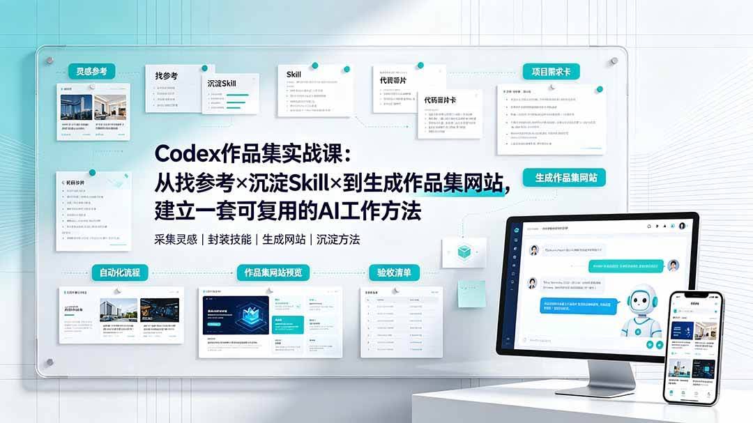 (19361期)Codex作品集实战课:从找参考×沉淀Skill×到生成作品集网站,建立一套可复用的AI工作方法-泰戈创艺资源库