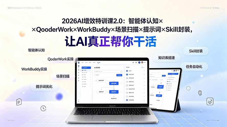 (19368期)2026AI增效特训课2.0:智能体认知×QoderWork×WorkBuddy×场景扫描×提示词×Skill封装,让AI真正帮你干活-泰戈创艺资源库