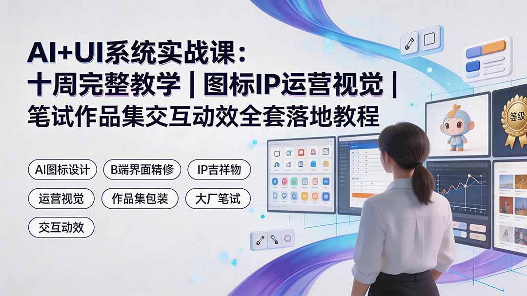 （19378期）AI+UI系统实战课：十周完整教学｜图标IP运营视觉｜笔试作品集交互动效全套落地教程-泰戈创艺资源库