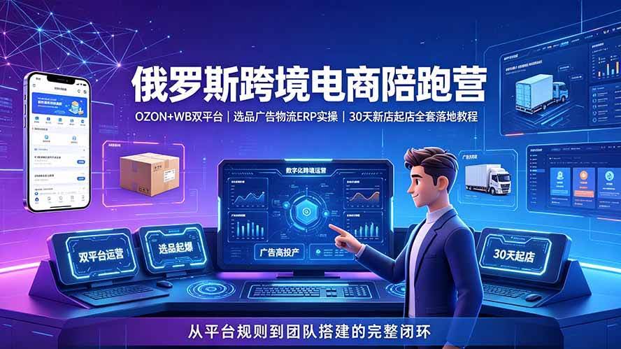 (19371期)2026俄罗斯跨境电商陪跑营:OZON+WB双平台|选品广告物流ERP实操|30天新店起店全套落地教程-泰戈创艺资源库
