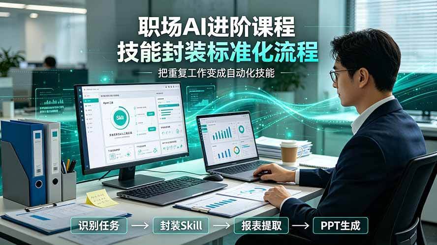 (19369期)职场AI进阶课程;多类实用Skill工具实操,专属技能封装标准化流程,报表行业报告一键提取核心内容-泰戈创艺资源库