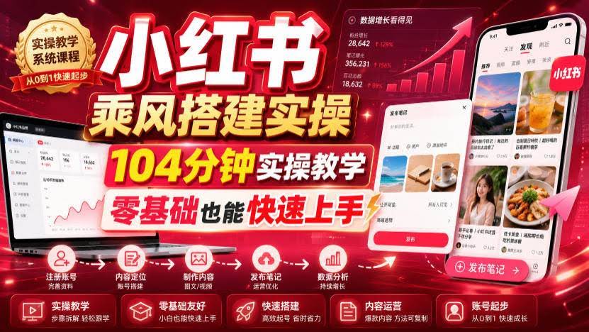 （19396期）小红书乘风搭建实操，104分钟实操教学，零基础也能快速上手-泰戈创艺资源库