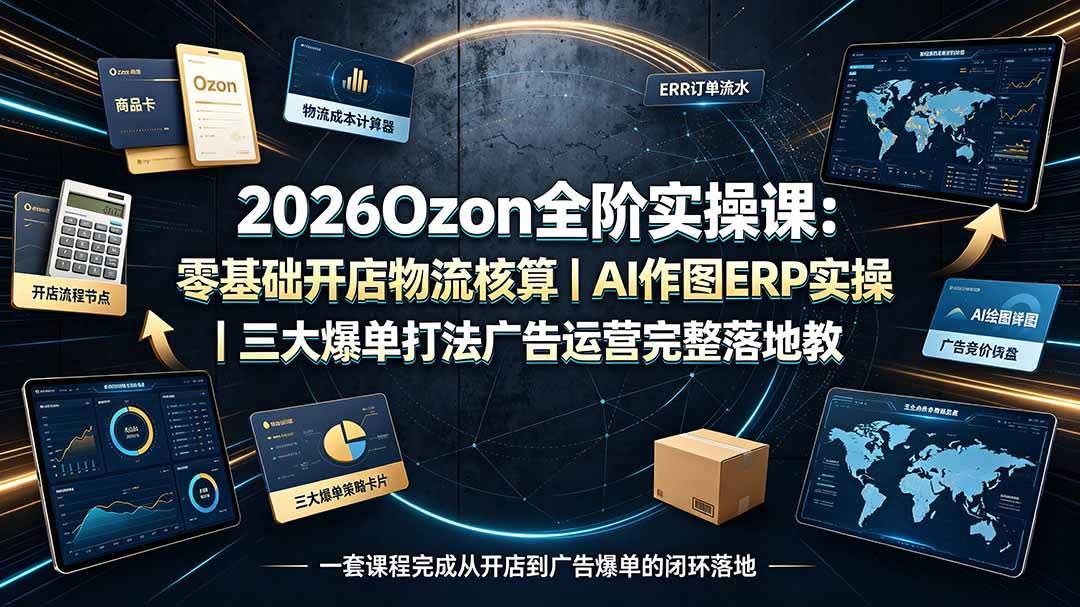 (19400期)2026Ozon全阶实操课:零基础开店物流核算|AI作图ERP实操|三大爆单打法广告运营完整落地教程-泰戈创艺资源库