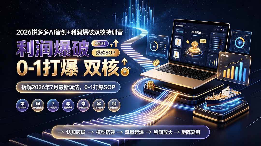 （19391期）2026拼多多AI智创+利润爆破双核特训营-更新：拆解2026年7月最新玩法，0-1打爆SOP-泰戈创艺资源库